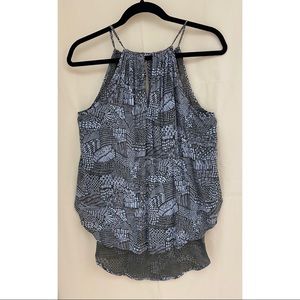 Green Patterned Tie Neck Tank